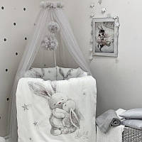 Комплект постельного белья Маленькая Соня в круглую кроватку для новорожденной девочки или мальчика Зайка