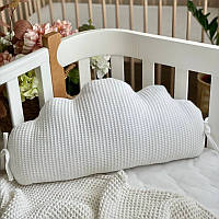 Подушка декоративная в детскую кроватку, бортики защитные, защита для новорожденных Облако вафля белый
