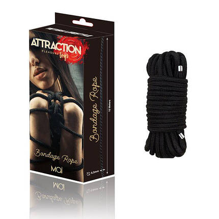 Мотузка для BDSM BTB Bondage Rope Black, довжина 10 м, діаметр 65 мм, поліестер, фото 1