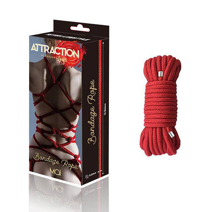 Мотузка для BDSM BTB Bondage Rope Red, довжина 10 м, діаметр 65 мм, поліестер, фото 1