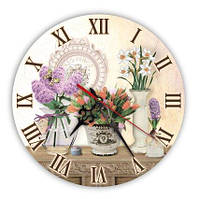 Настінний дерев'яний годинник "Прованс Букет тюльпанів" 25 см Гранд Презент гппрг04ф25