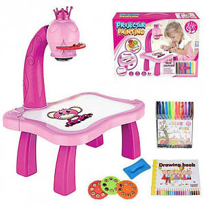 Дитячий стіл проектор для малювання з підсвічуванням Projector Painting. Колір: рожевий