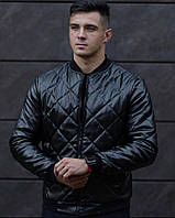 Куртка бомбер чоловіча шкіряна BAN 699 | Чоловіча шкіряна куртка чорна ЛЮКС якості