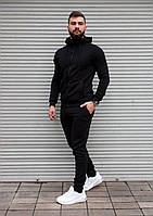 Спортивный костюм черный мужской зимний RA 32588 | Теплый спортивный костюм черный ЛЮКС качества