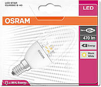 Лампа світлодіодна OSRAM LED STAR classic B40 6W/827 E14 свічка прозора