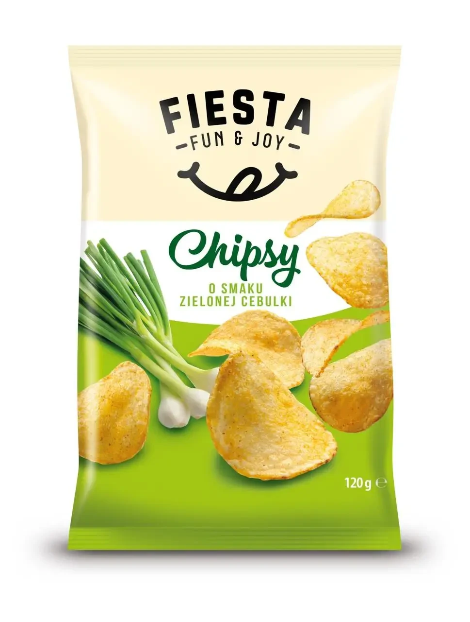Чипсы картофельные со вкусом зеленого лука Fiesta Fun&Joy 120г Польша - фото 1 - id-p1685621009