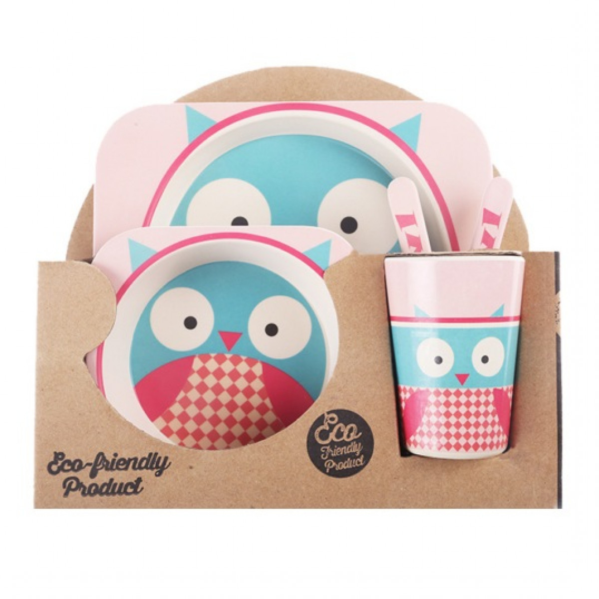 Набір дитячого бамбукового посуду Сова, фото 1