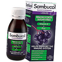 Cироп для укрепления иммунитета Sambucol Immuno Forte Sugar Free + Vitamin C + Zinc Liquid 120 ml