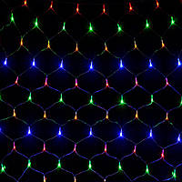 Гірлянда Сітка 120 прозорий провід 1,5м*1,5м колір мульті (120М)