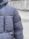 Пуховик куртка чоловіча синя з капюшоном довга довгий пуховик Long Down Jacket, фото 3
