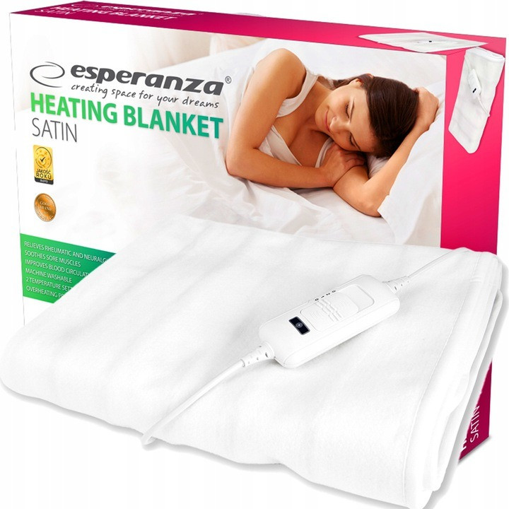 Електропростирадло, простирадло з підігрівом Esperanza EHB002 SATIN (60 Вт, 3 рівні, 150x80 см, Польща), фото 1