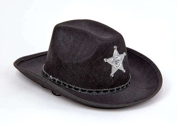 Карнавальний капелюх дикого Заходу - капелюх Шерифа чорного кольору, фото 2
