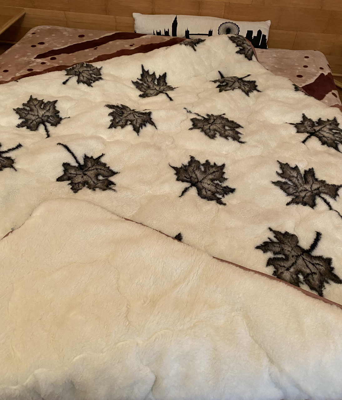 Двостороння ковдра з відкритим хутром полуторна 145х210, фото 1