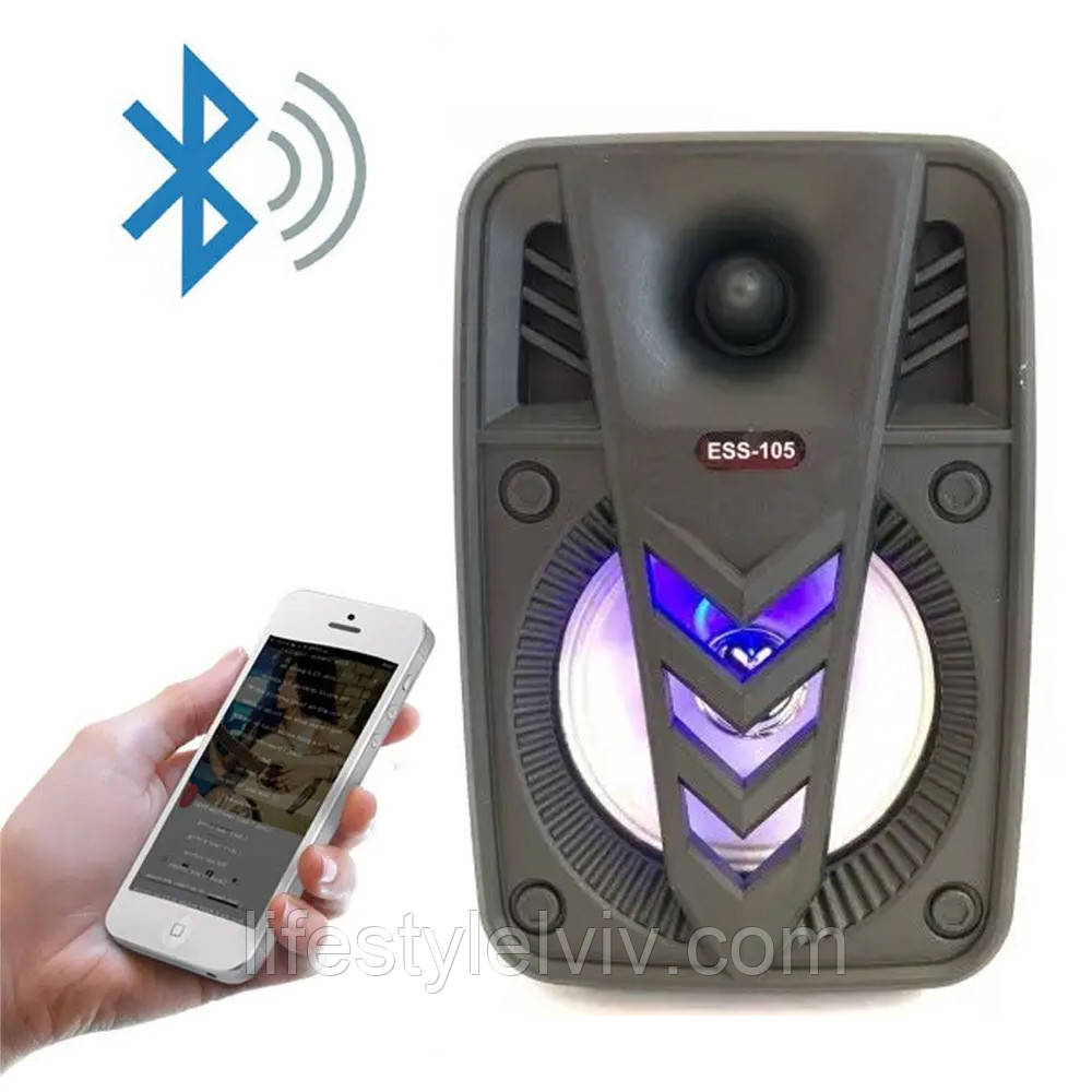 Мощная колонка со светомузыкой ESS-105 Bluetooth / Портативная колонка /  Музыкальная колонка с аккумулятором (ID#1685670976), цена: 485 ?, купить на  Prom.ua