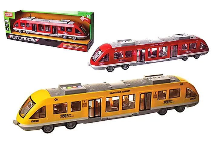 Электричка батар. 7954AB (18шт) "АВТОПРОМ",2 цвета,свет,звук, в коробке 48*11*16.5 см, шт, фото 1