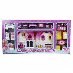 Іграшковий будиночок для ляльок із меблями WD-921 Жовтий