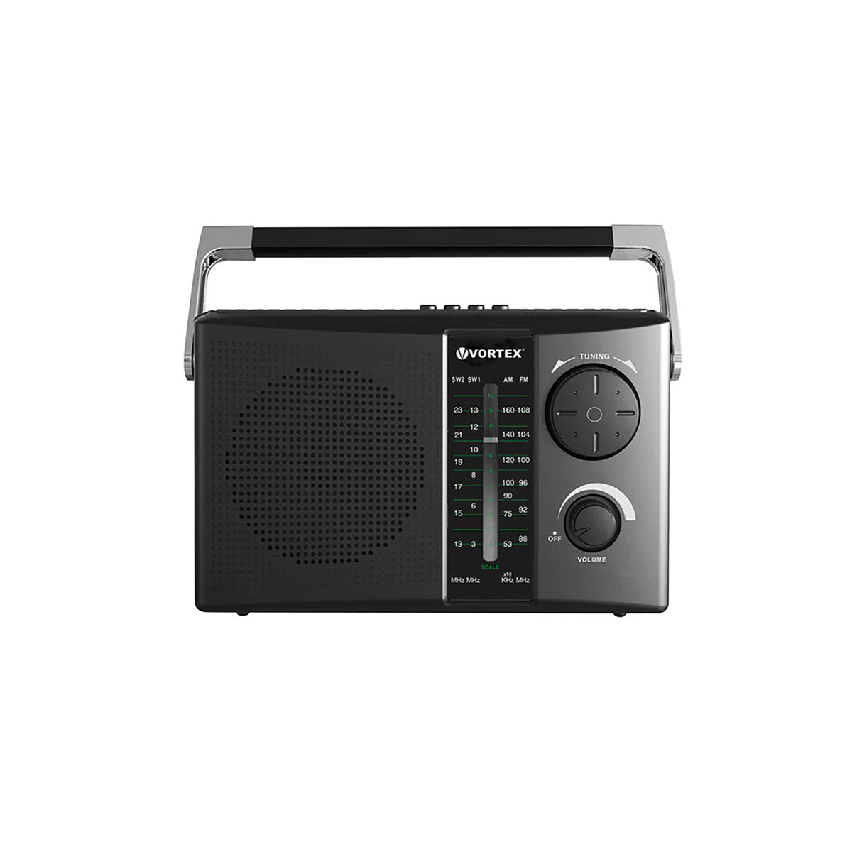 Радіоприймач портативний Vortex VO2606, FM/MW/SW1-2/Bluetooth/USB/microSD Black (VO2606)