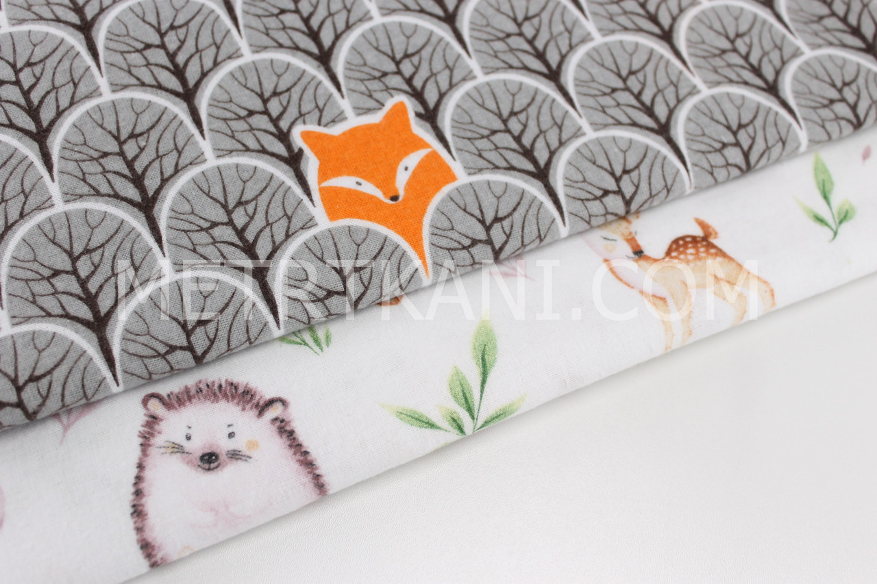 Набір тканин (фланель) 80*100 з 2-х шт "Звірята в лісі" №НБ-42, фото 1