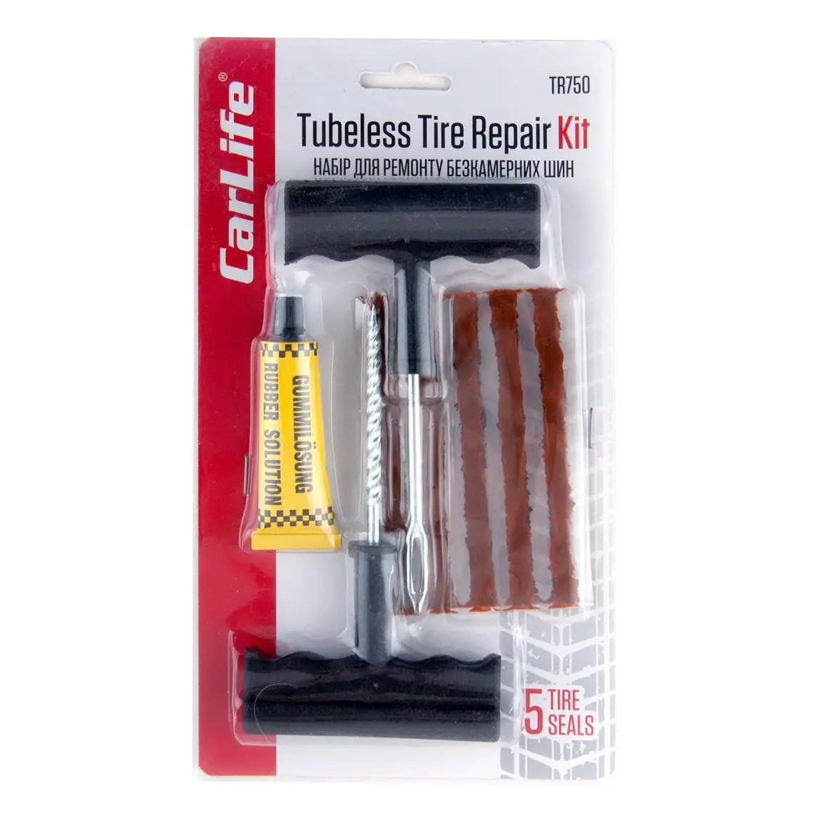 Набор для ремонта проколов бескамерных шин CarLife Tubeless Tire Repair Kit (TR750)