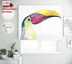 Римські штори з принтом тварини Тукан | римські штори в спальню