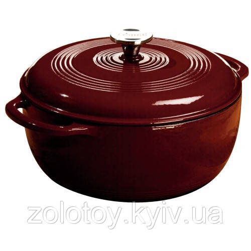 Посуд для гасіння чавунна эмалированнаяобъем 7 л, діам. 280 мм, глибина 120 мм, колір коричневий EC6D83 Lodge