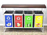 Контейнер на 4 баки з дахом для роздільного збору сміття Новий OL279, фото 2