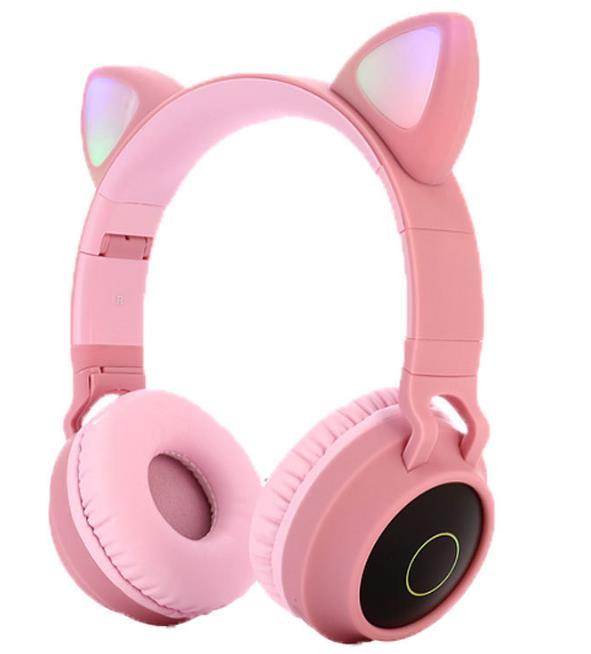 Беспроводные LED наушники с кошачьими ушками Fingertime BT028C Pink (J