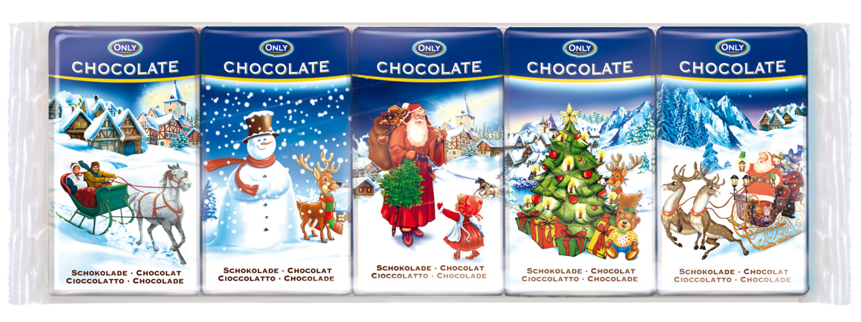 Молочні шоколадки Only Christmas, 5х15г, 20 шт/ящ, фото 1