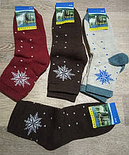 Жіночі шкарпетки зимові з махрою ТОП-ТАП, розмір 23-25, Сніжинки з точками,