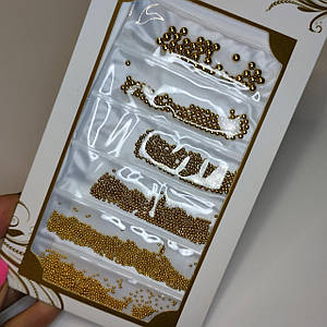 Декор 252 бульонки металеві золоті набір