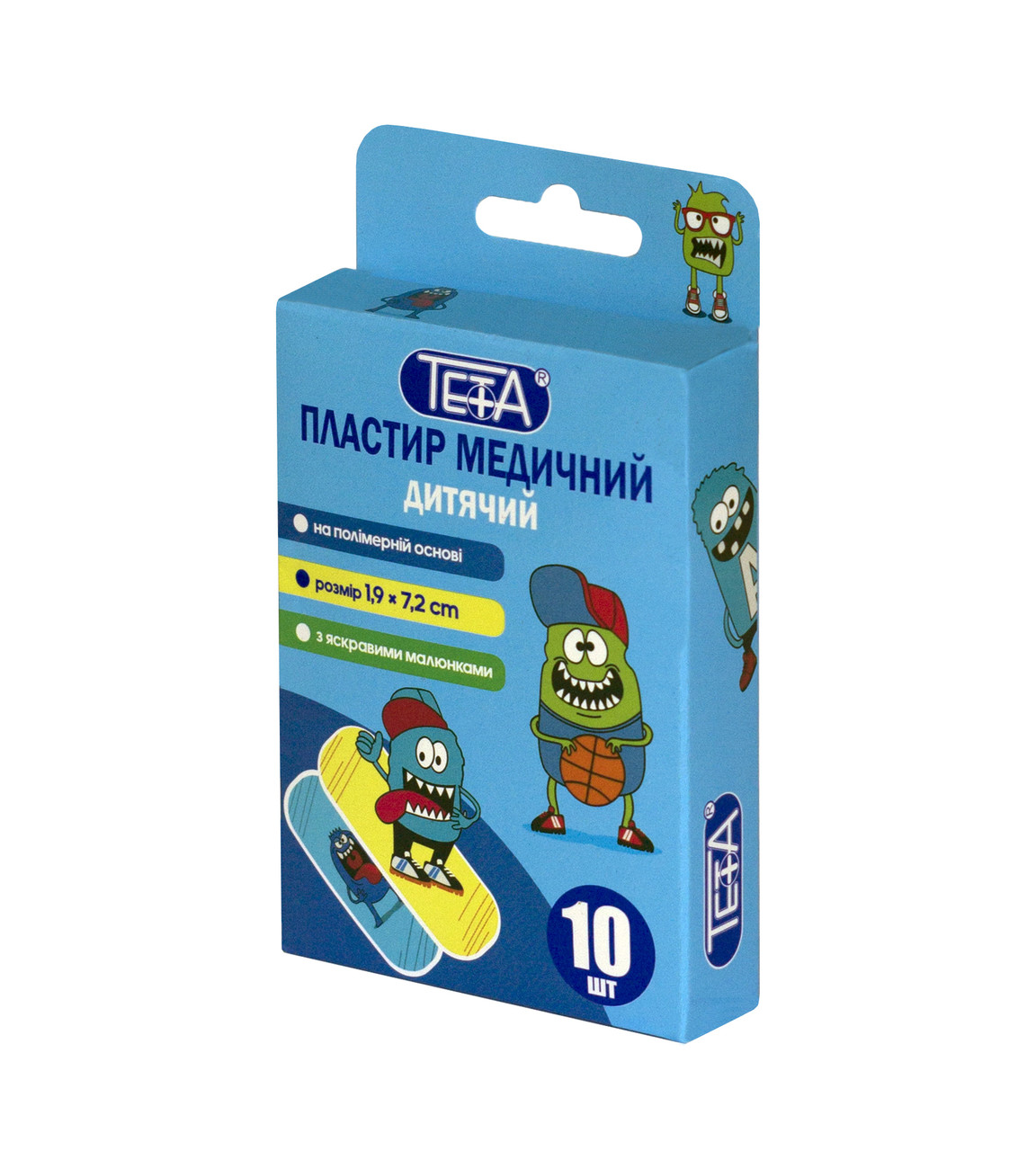 Набір пластирів для ран Teta® на полімерній основі, розмір 7,2х1,9 см 10шт.