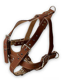 Тягова Шлея шкіряна для собак. Шкіряна шлея для собак 56-84 см, 81-100 см, Коричневий