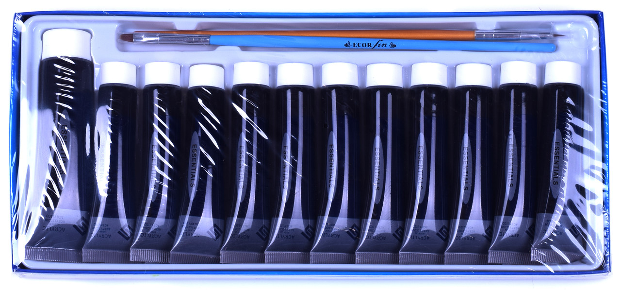 Акрилова фарба для нігтів Ecorfin черна (12шт. по 12мл) в упаковці