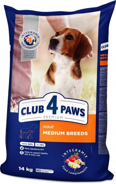 Сухий корм для дорослих собак Club 4 Paws (Полуб 4 Лапи) Преміум для середніх порід 14 кг