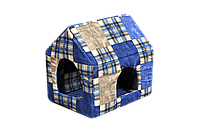 Домик-лежак (лежанка) для котов и собак Мур-Мяу "Будочка" Синий z12-2024