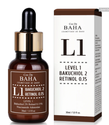 Антивікова сироватка Cos De BAHA L1 Bakuchiol & Retinol Serum 30ml, фото 2