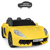Електромобіль для підлітків двомісний Porsche (мотор 180W, MP3, USB) Bambi M 4055AL-6 Жовтий