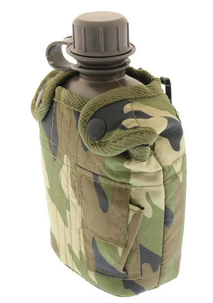 Фляга MIL-TEC 14505020 США 1 л із чохлом Woodland, фото 1