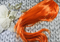 Оранжевый длинный парик 55 см 120 гр для дополнения карнавального образа