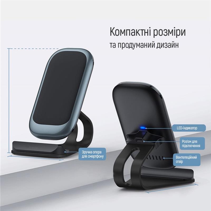 Бездротовий зарядний пристрій ColorWay Wireless Stand 10 W Blue (CW-CHW30Q-BL)