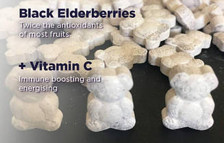 Жувальні мультивітаміни для дітей Sambucol Black Elderberry Chewable Teddies For Kids + Vitamin C 60 жев таб, фото 3