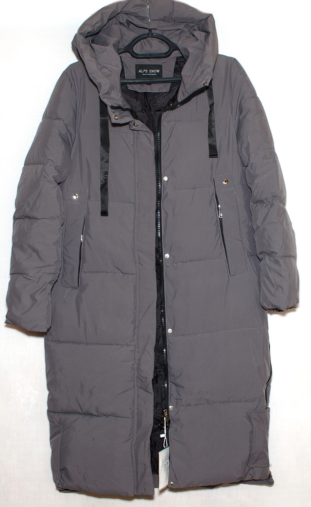 Сіре зимове довге пальто