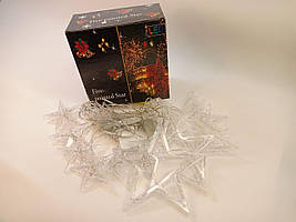 Гірлянда CL48-W Бахрома Сосулька + Зірка, колір білий, проз.шнур, 120LED ламп, 300-60см.