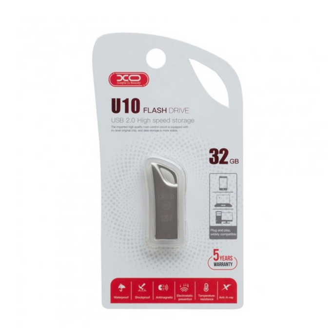 Карта пам'яті USB Flash Drive XO U10 32GB (Сталевий)