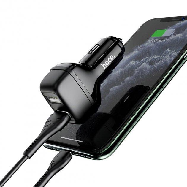 Автомобільний Зарядний Пристрій Hoco Z36 Lightning 2USB (Чорний)