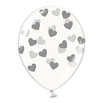 Латексні кульки "Сердечка" срібні прозорі Belbal