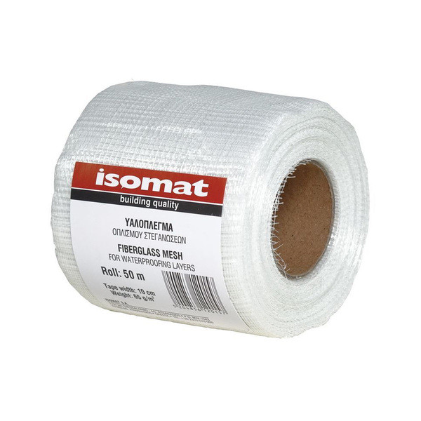 Скловолоконна сітка Isomat для армування гідроізоляції (65 гр/м.кв) рулон 10см х 50м