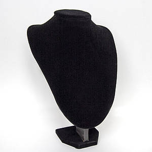 Подставка бюст шея средняя для украшений высота 28 см ширина 18 см черный бархатный велюровый качество люкс