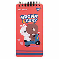 Блокнот 80х160 мм 60 л. двойная спираль "Line Friends" Brown&Cony