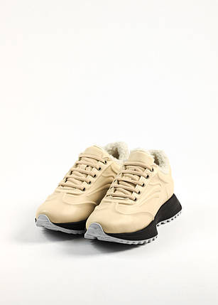 Кросівки з хутром Evromoda 721768 36 Молочна шкіра, фото 1